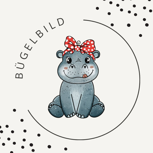 Bügelbild Happy Hippo – süßes Nilpferd für Kinder