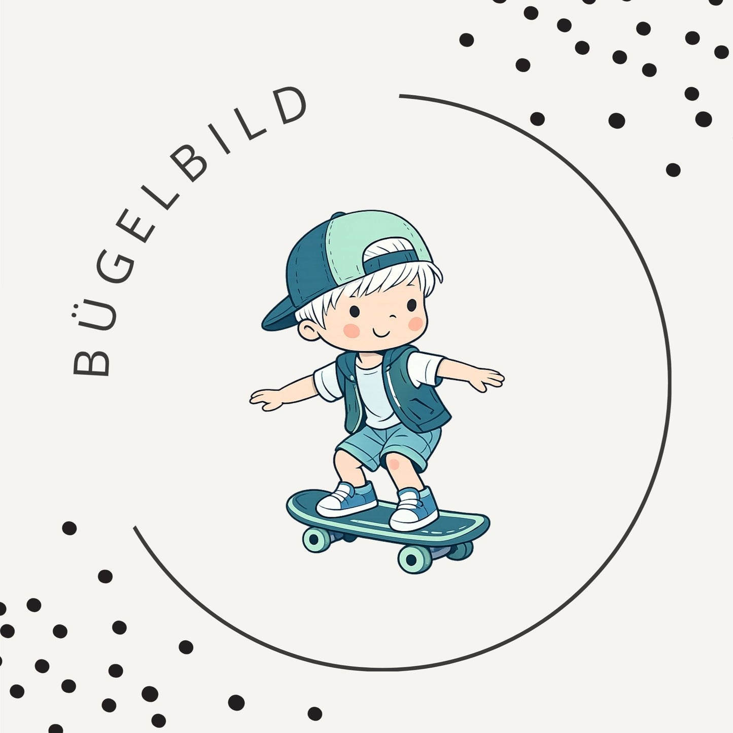 Bügelbild Finn fährt Skateboard