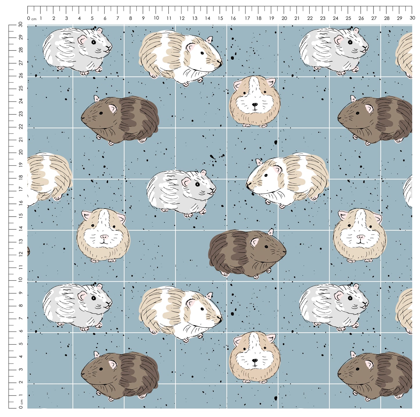 Meerschweinchenliebe Blau – Kinderstoff mit Meerschweinchen | verschiedene Stoffarten