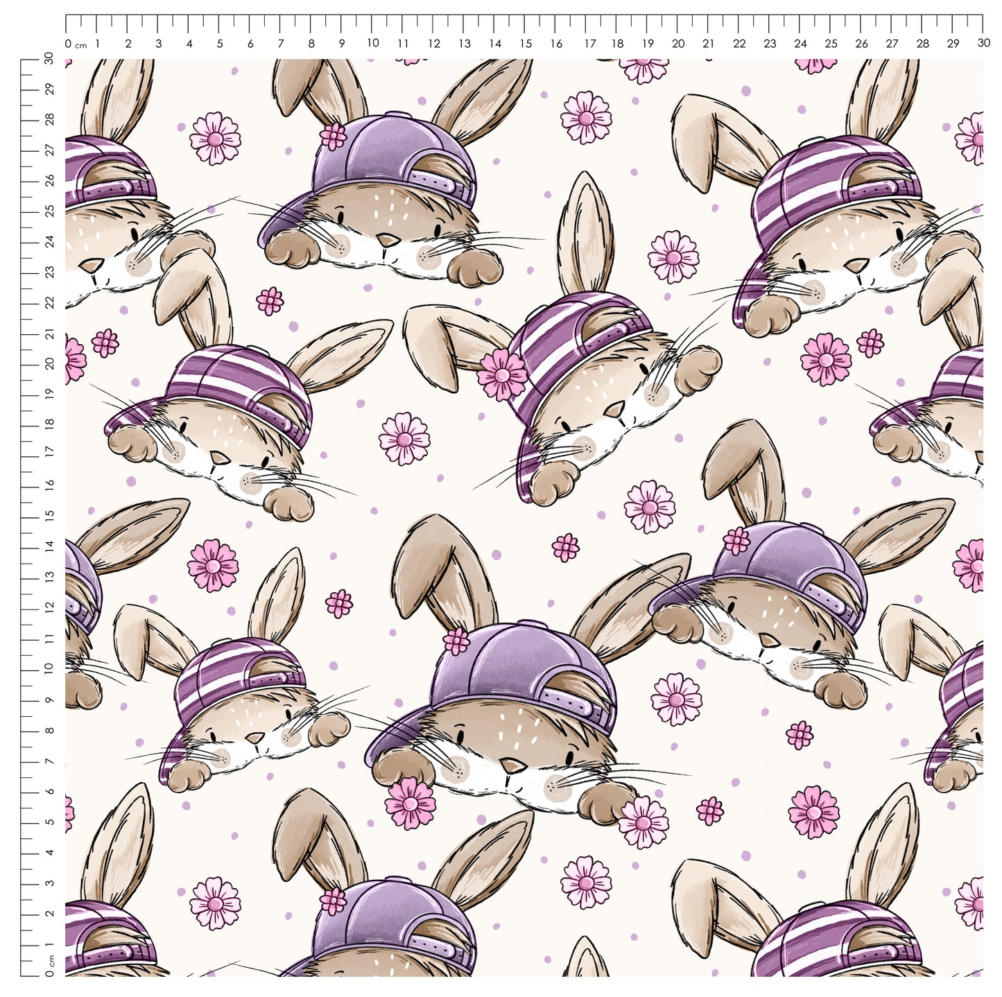 Skate Bunny Vibes Girl Creme – Kinderstoff mit Hasen | verschiedene Stoffarten