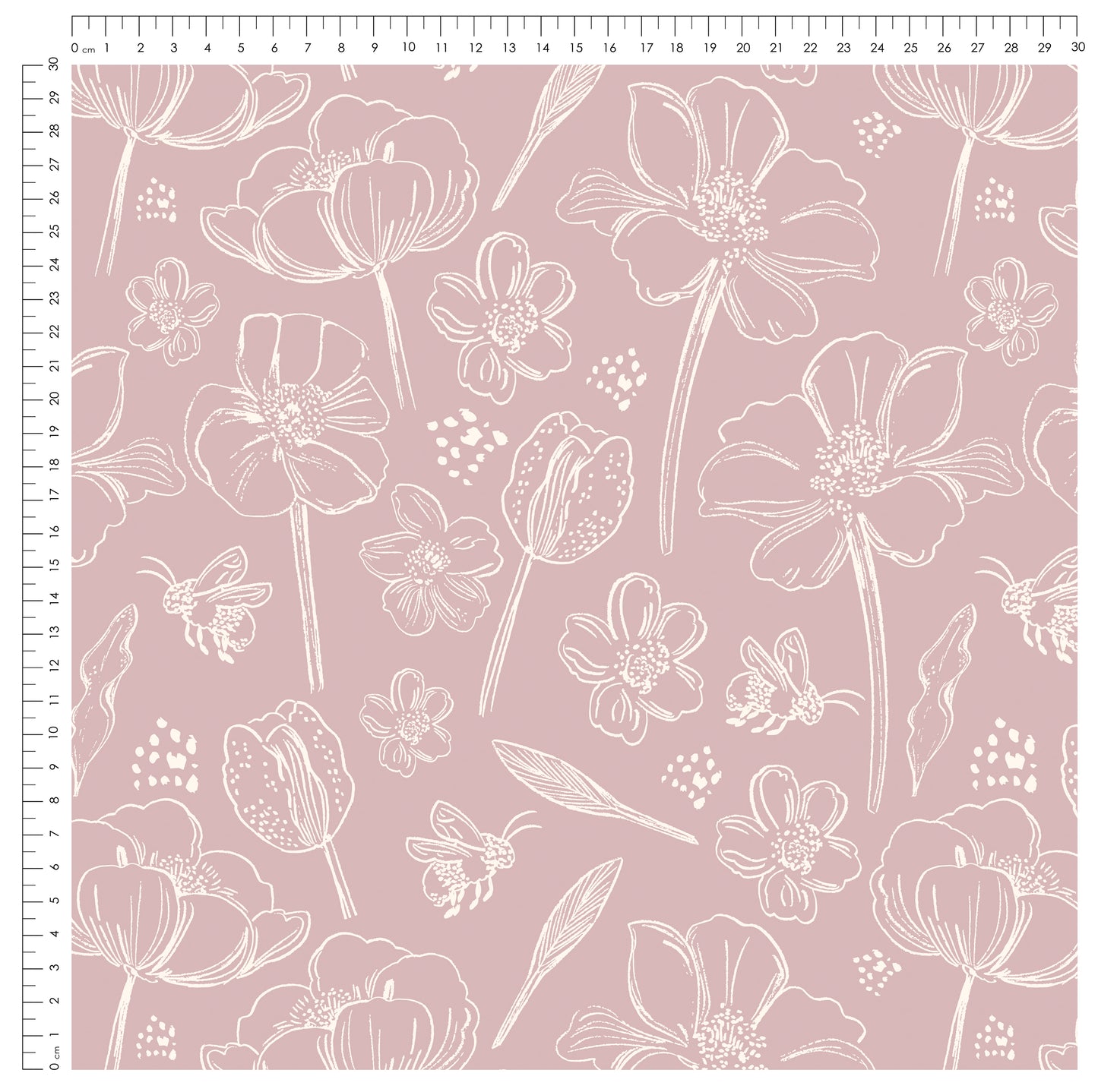 Floral Lines Altrosa | auf verschiedenen Stoffarten