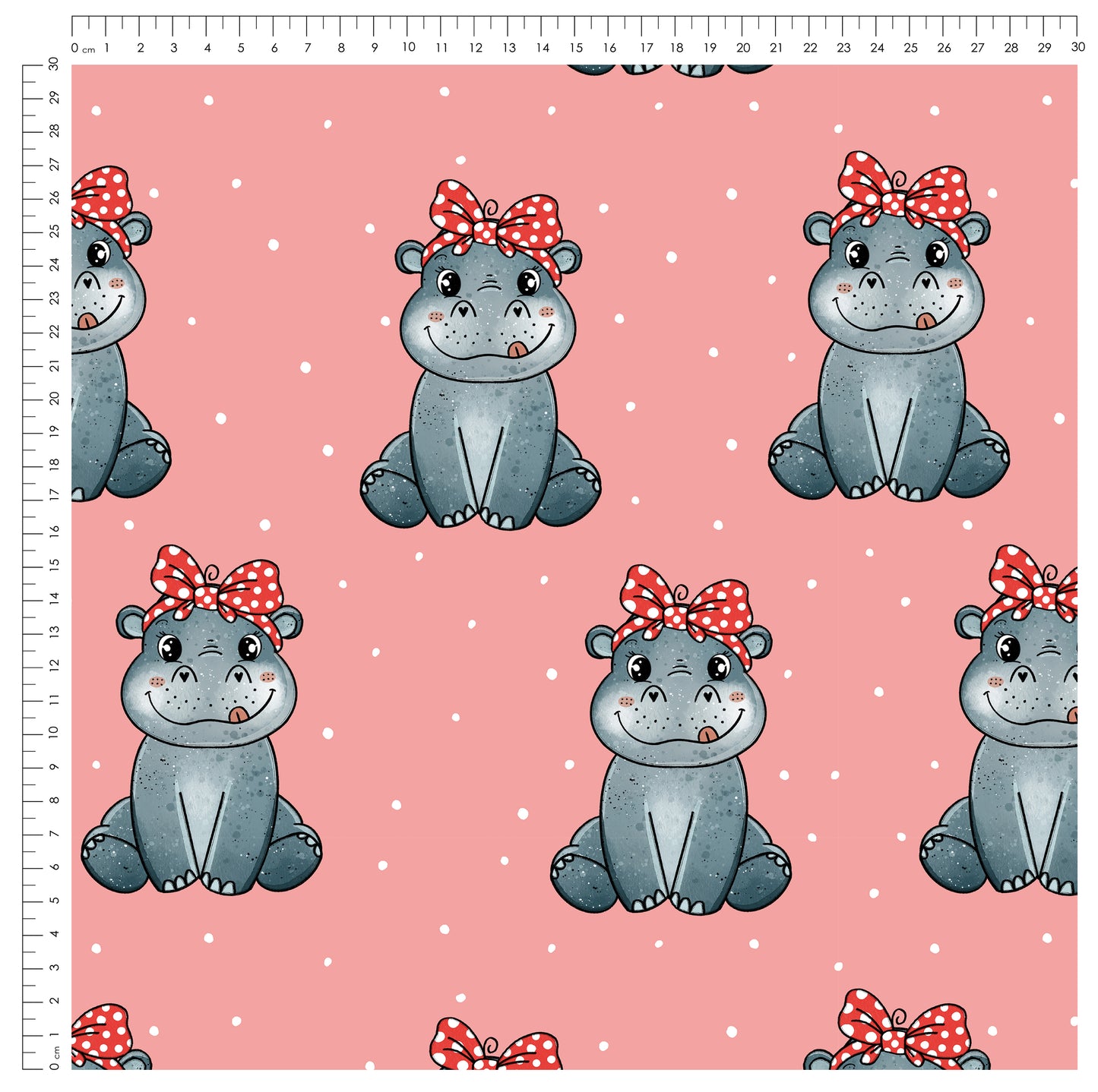 Happy Hippo Rosa – süßer Nilpferd Kinderstoff | verschiedene Stoffarten