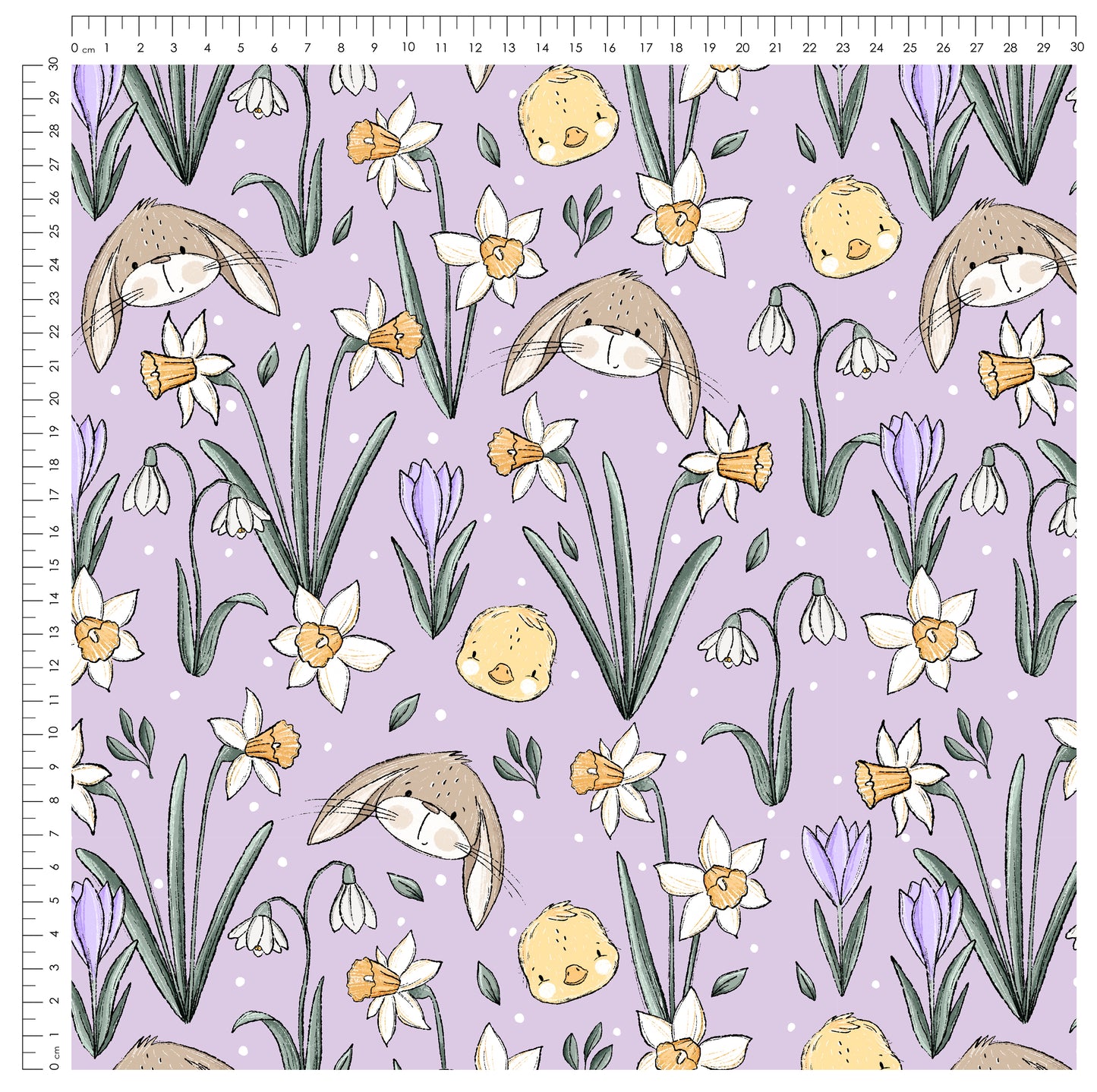 Stoffpaket Frühlingszauber Lila – Kinderstoff mit Hasen & Blumen | verschiedene Stoffarten