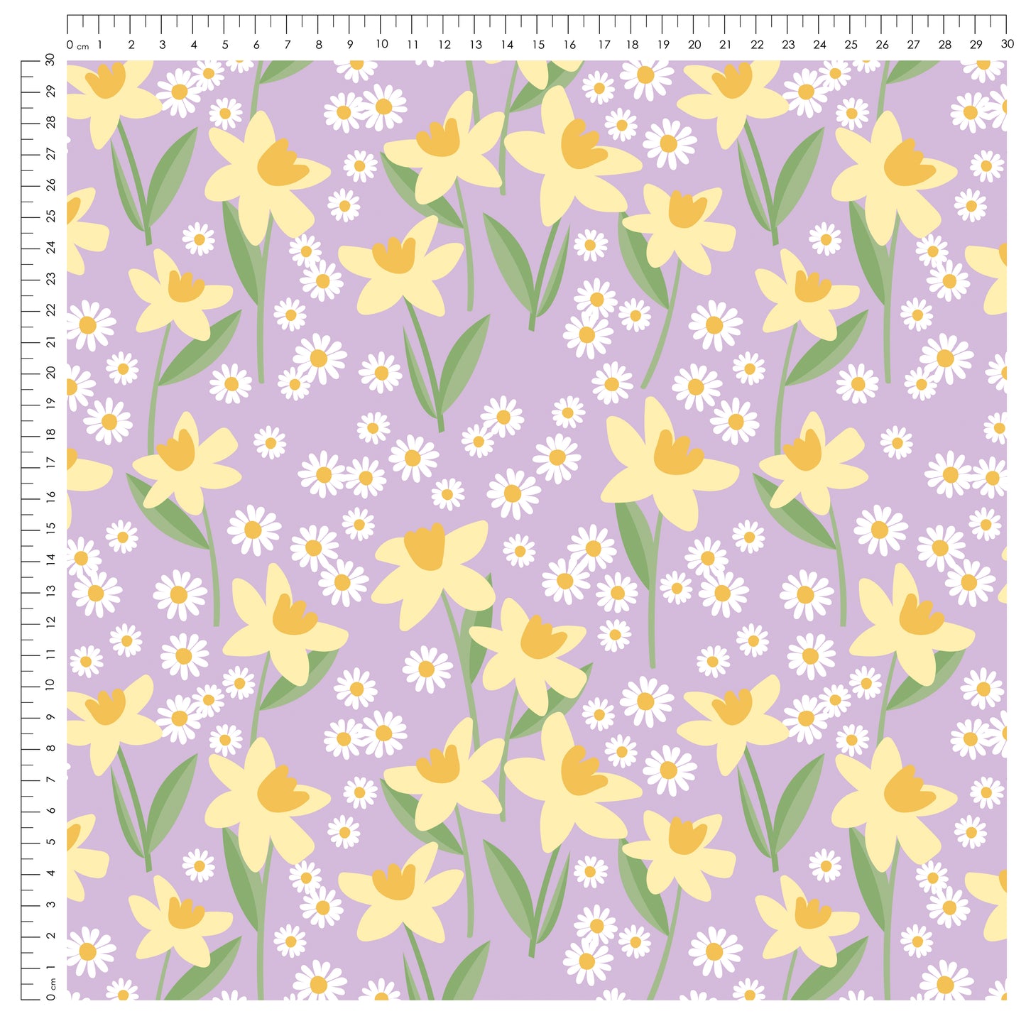 Darling Daffodils Flieder – florales Design | auf verschiedenen Stoffarten