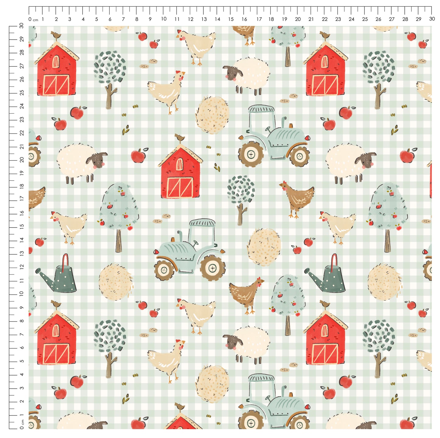 On the Farm Vichy – Bauernhof Design | auf verschiedenen Stoffarten