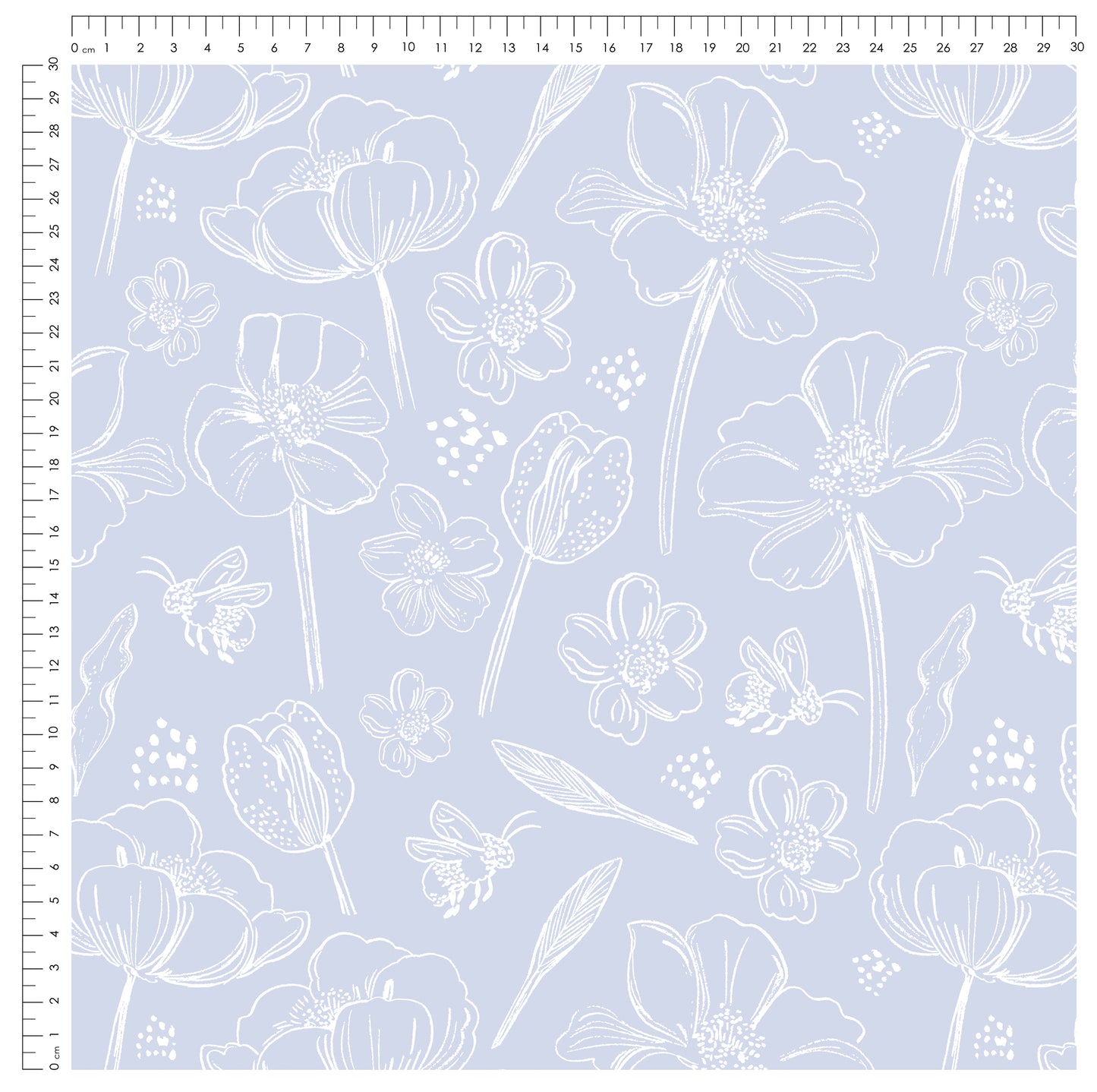 Floral Lines Blau | auf verschiedenen Stoffarten