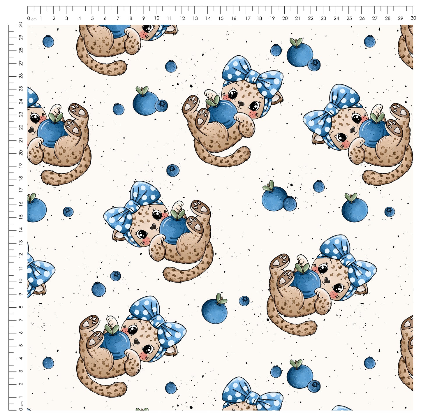 Stoffpaket Leo Berry Love Blau – Kinderstoff mit Leoparden | verschiedene Stoffarten