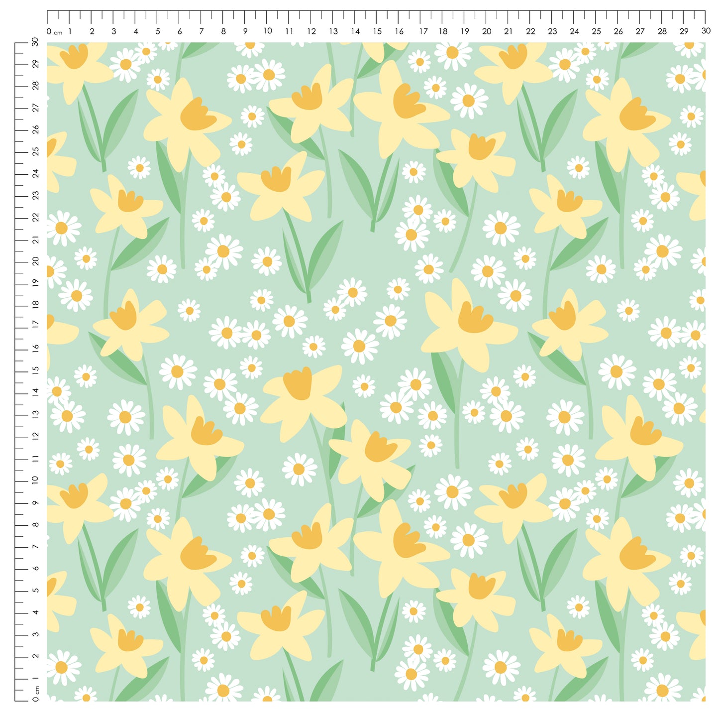 Darling Daffodils Mint – florales Design | auf verschiedenen Stoffarten