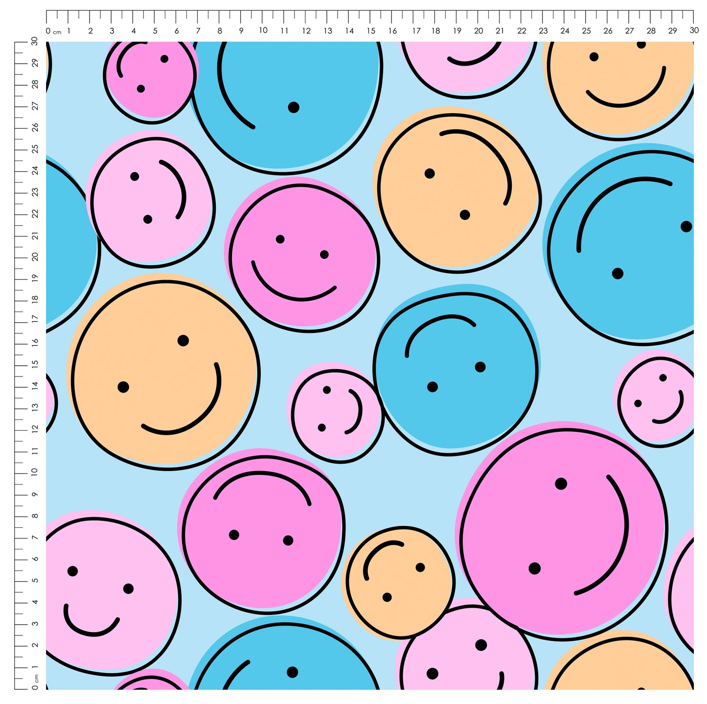 Smile Vibes Pink – moderner Smiley Stoff | auf verschiedenen Stoffarten