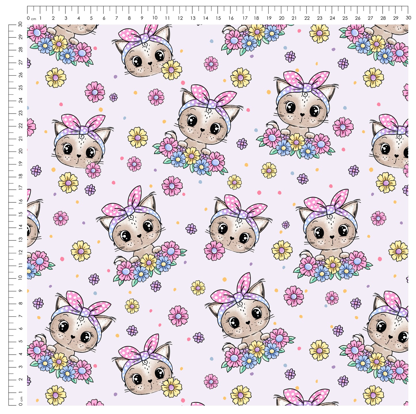 Stoffpaket Kitty Flower Flieder – Katzen & Blumen Kinderstoff | verschiedene Stoffarten
