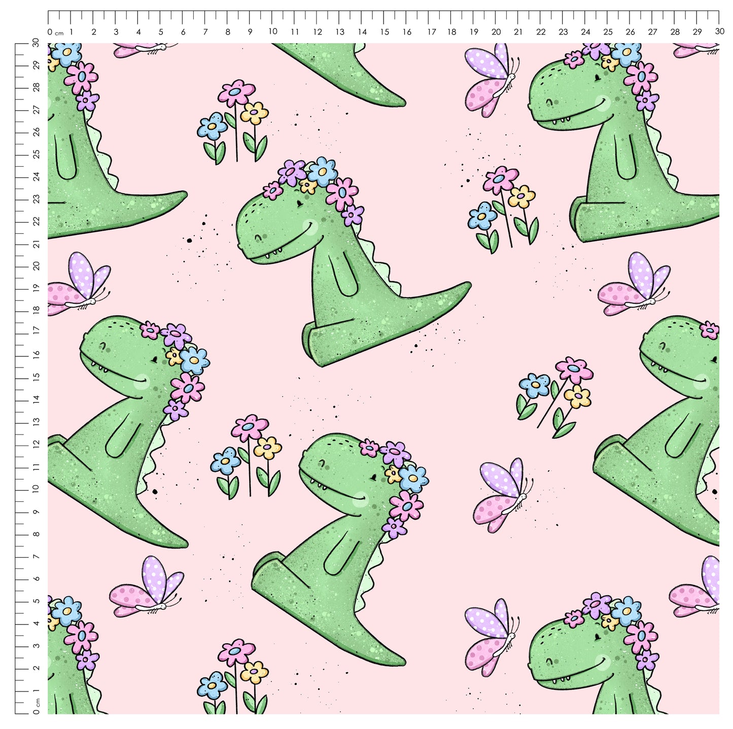 Dinomädchen Rosa – süßer Dino | auf verschiedenen Stoffarten
