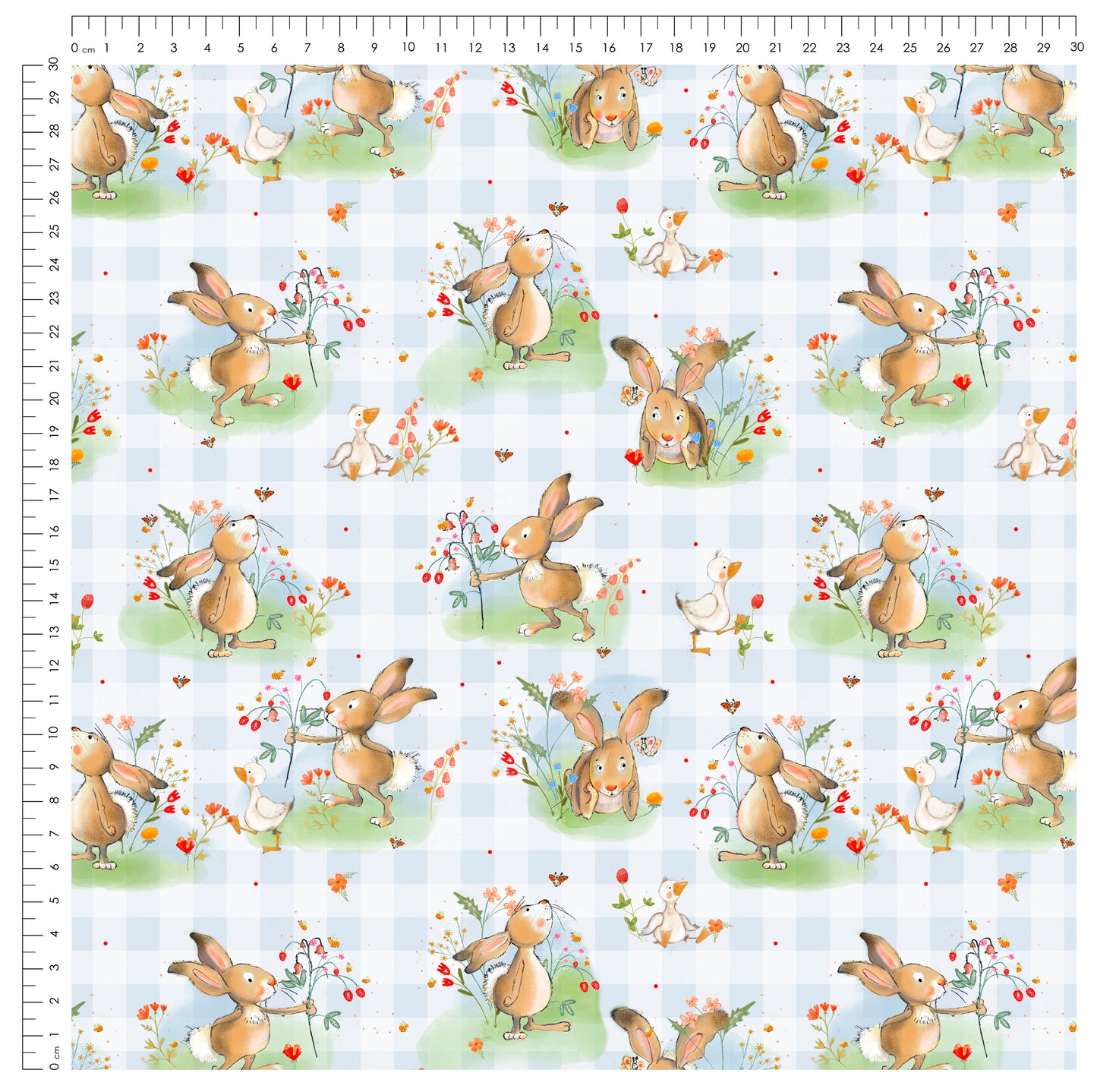 Stoffpaket Hasenwiese – Frühlingshasen Design | auf verschiedenen Stoffarten