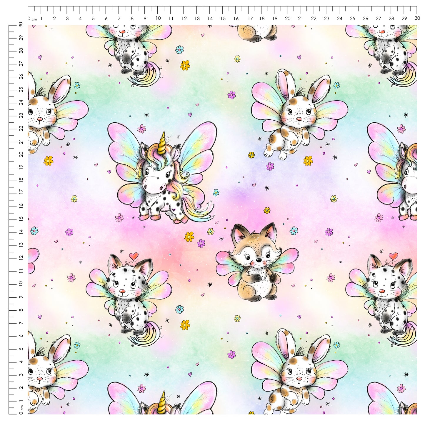 Little Rainbow Wings Bunt – Einhorn & Fantasie Stoff | auf verschiedenen Stoffarten