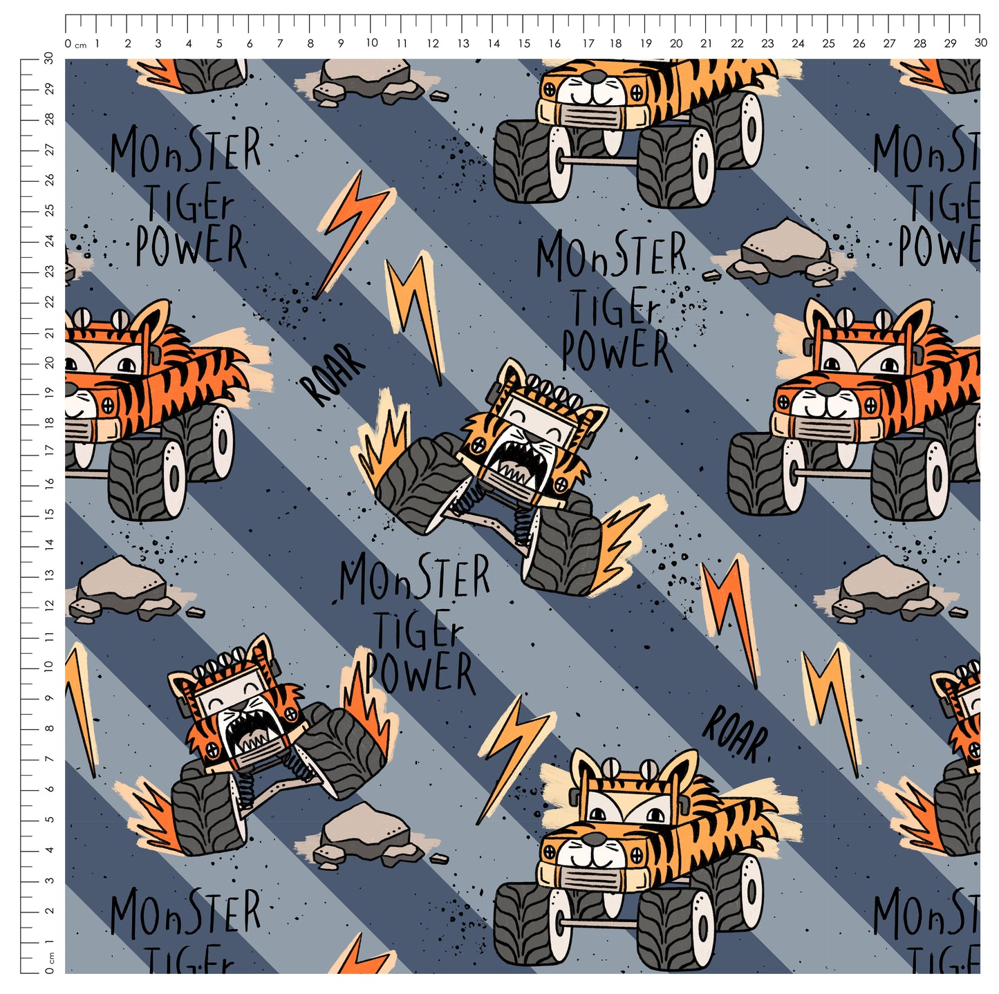 Tiger Truck – Monstertruck Tiger Stoff | auf verschiedenen Stoffarten