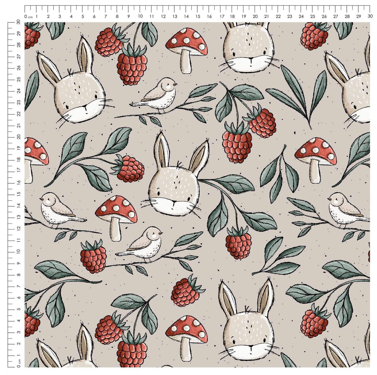 Stoffpaket Wiesentag Taupe – Waldtiere & Natur | verschiedene Stoffarten