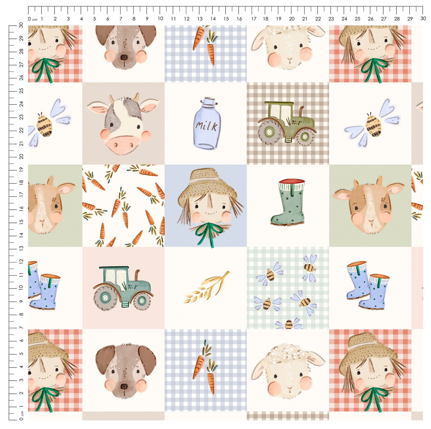 Little Farm Life Patchwork – süßer Bauernhof Stoff | verschiedene Stoffarten