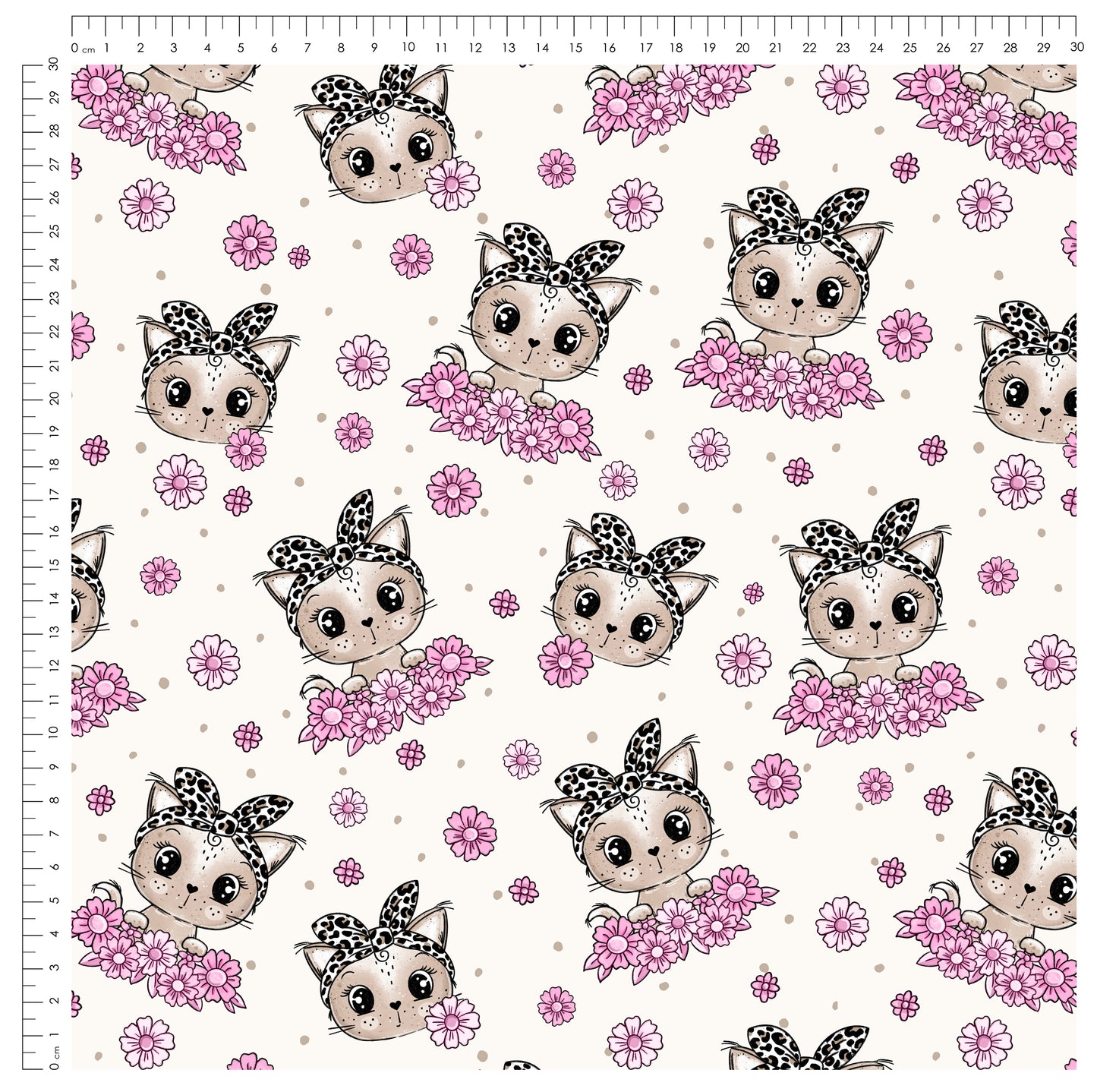 Kitty Flower Leo – Katzen & Blumen Kinderstoff | verschiedene Stoffarten