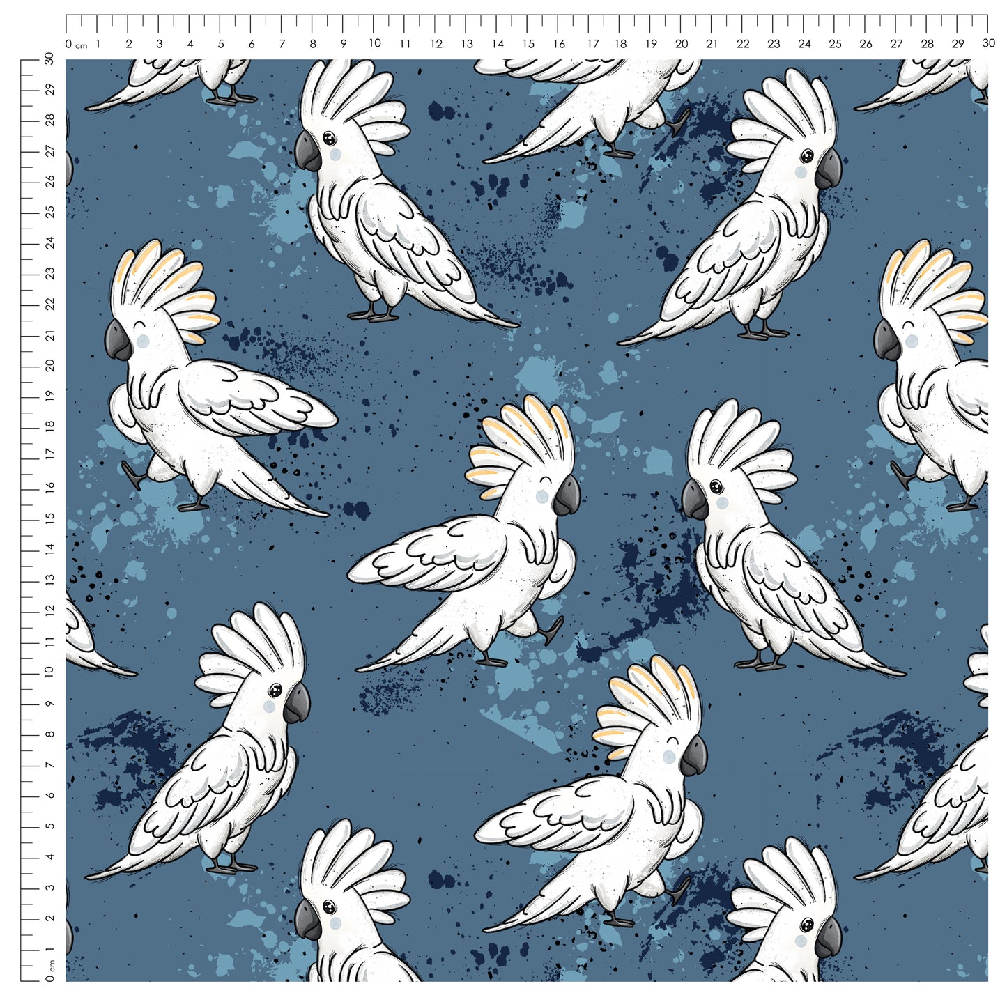 Stoffpaket Cool Kakadu – moderner Vogelstoff in Blau | verschiedene Stoffarten