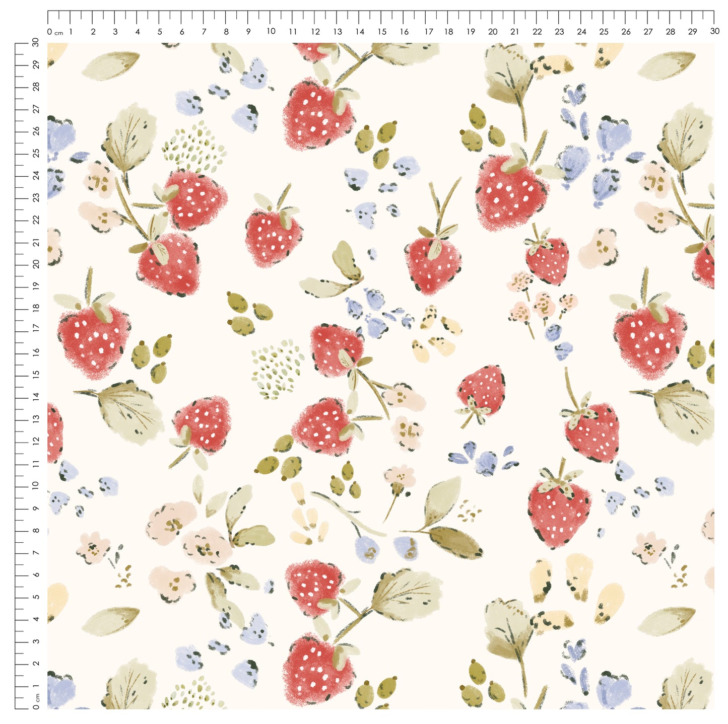 Strawberry Meadow Creme – romantischer Erdbeer Stoff | auf verschiedenen Stoffarten