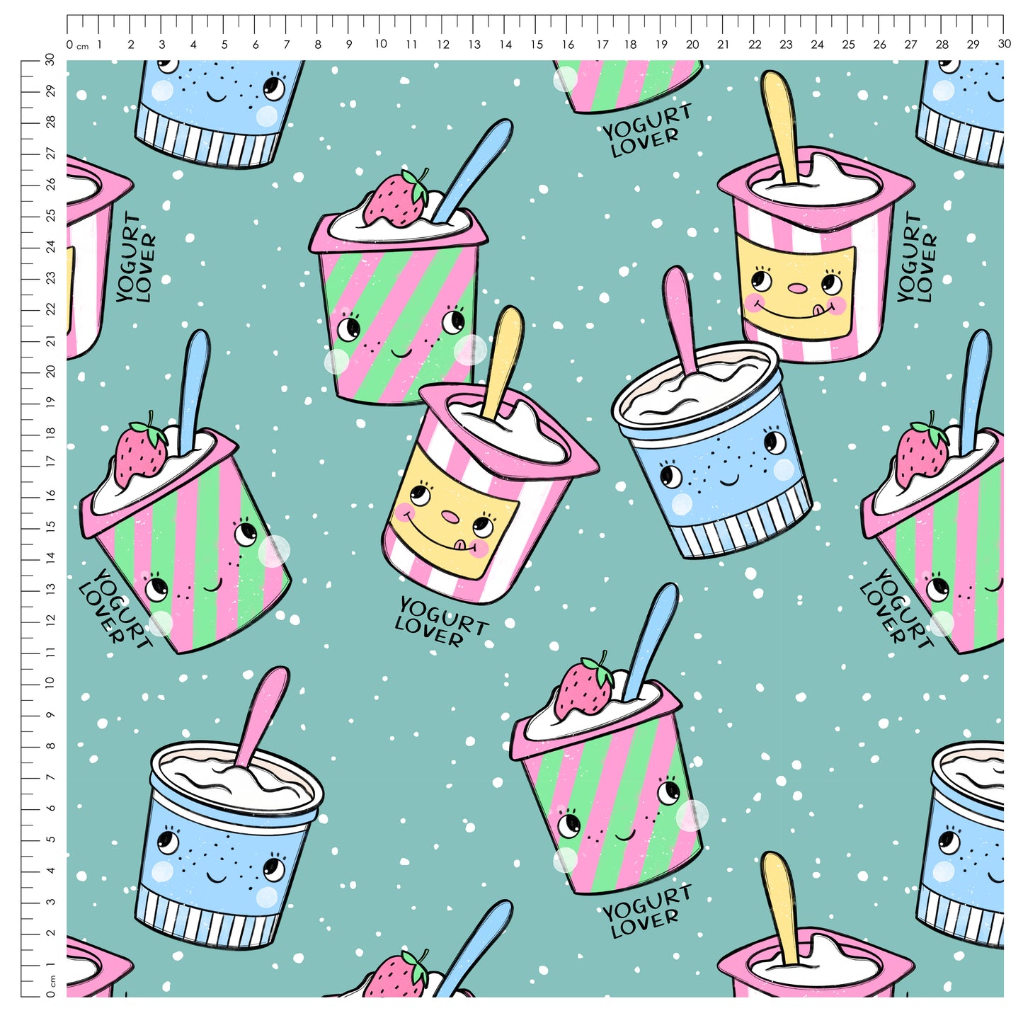 Stoffpaket Yogurt Lover Mint – Kinderstoff Food Design | verschiedene Stoffarten