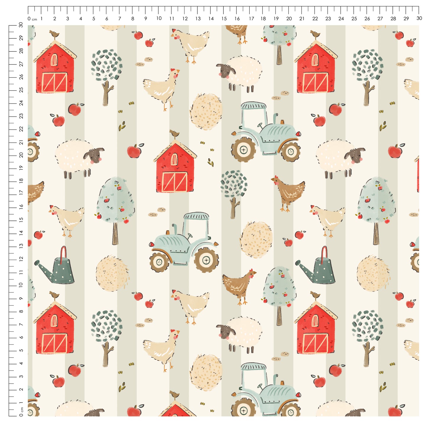 On the Farm Streifen – Bauernhof Design | auf verschiedenen Stoffarten