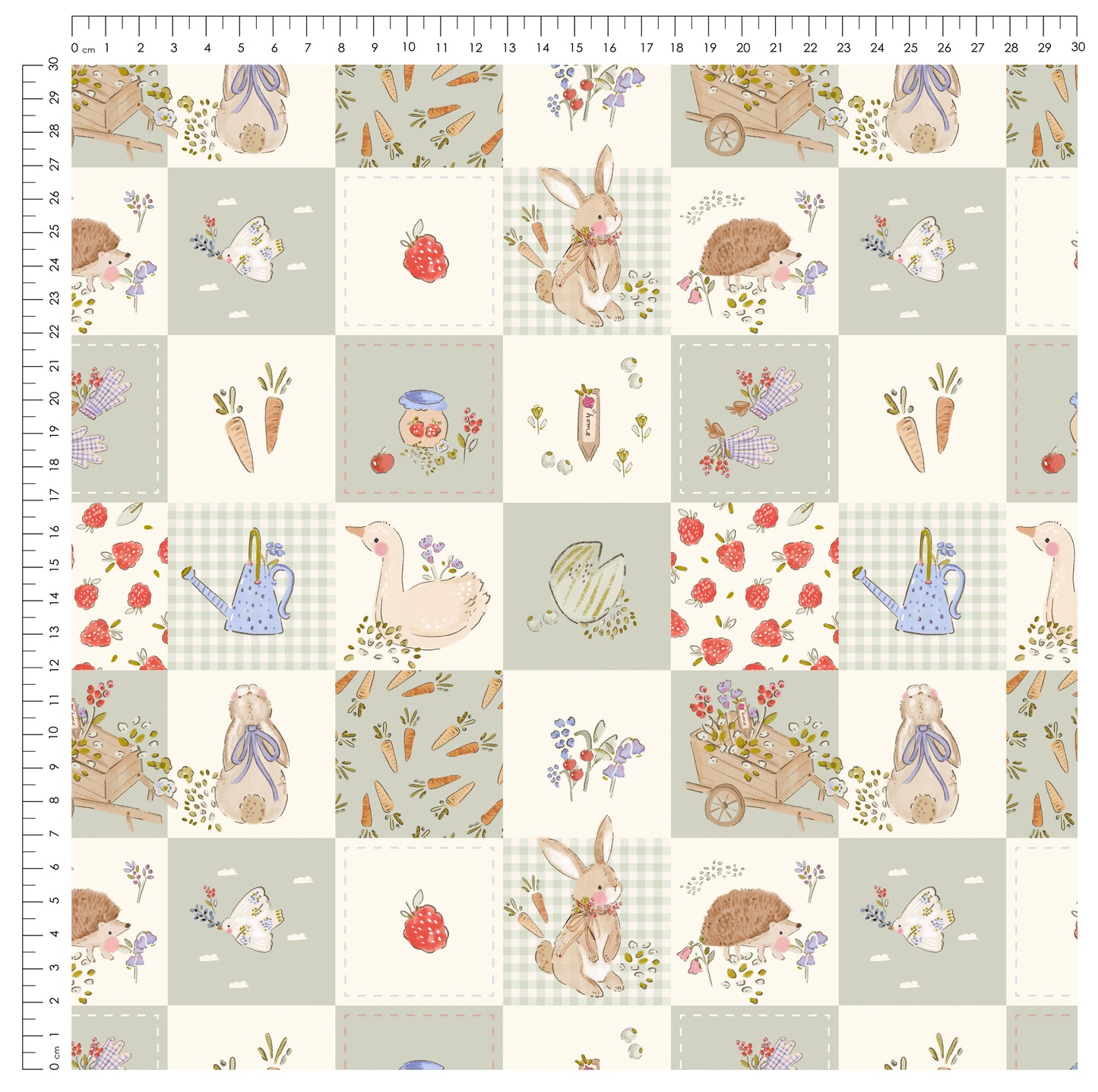 Little Garden Friends Patchwork Stoff  – Aquarell Garten Design | auf verschiedenen Stoffarten