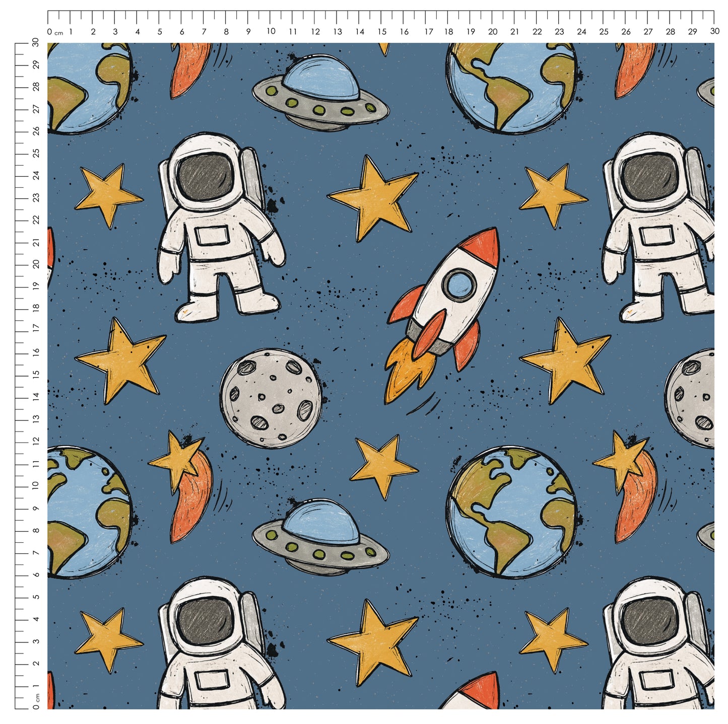 Mission Mars Dunkelblau | auf verschiedenen Stoffarten