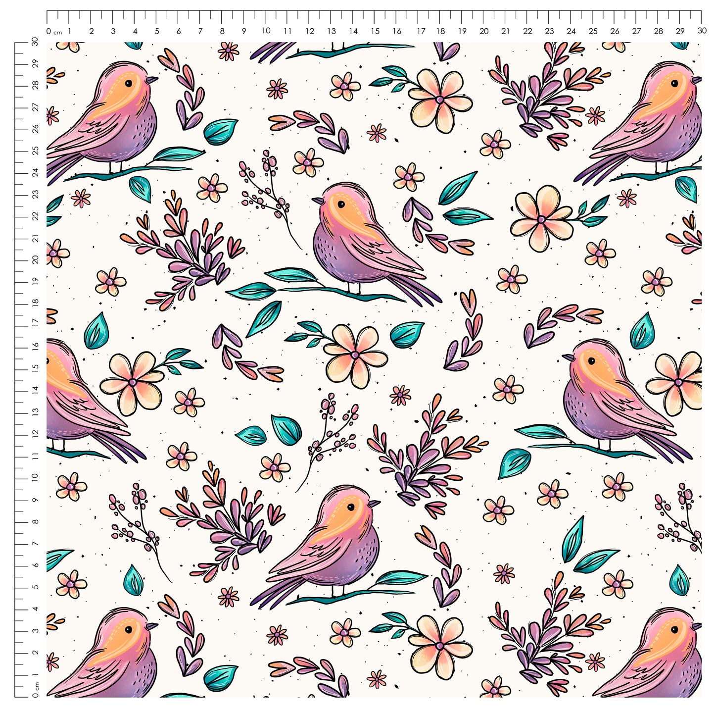 Stoffpaket Birds & Blooms – Stoff mit Vögeln & Blumen | auf verschiedenen Stoffarten