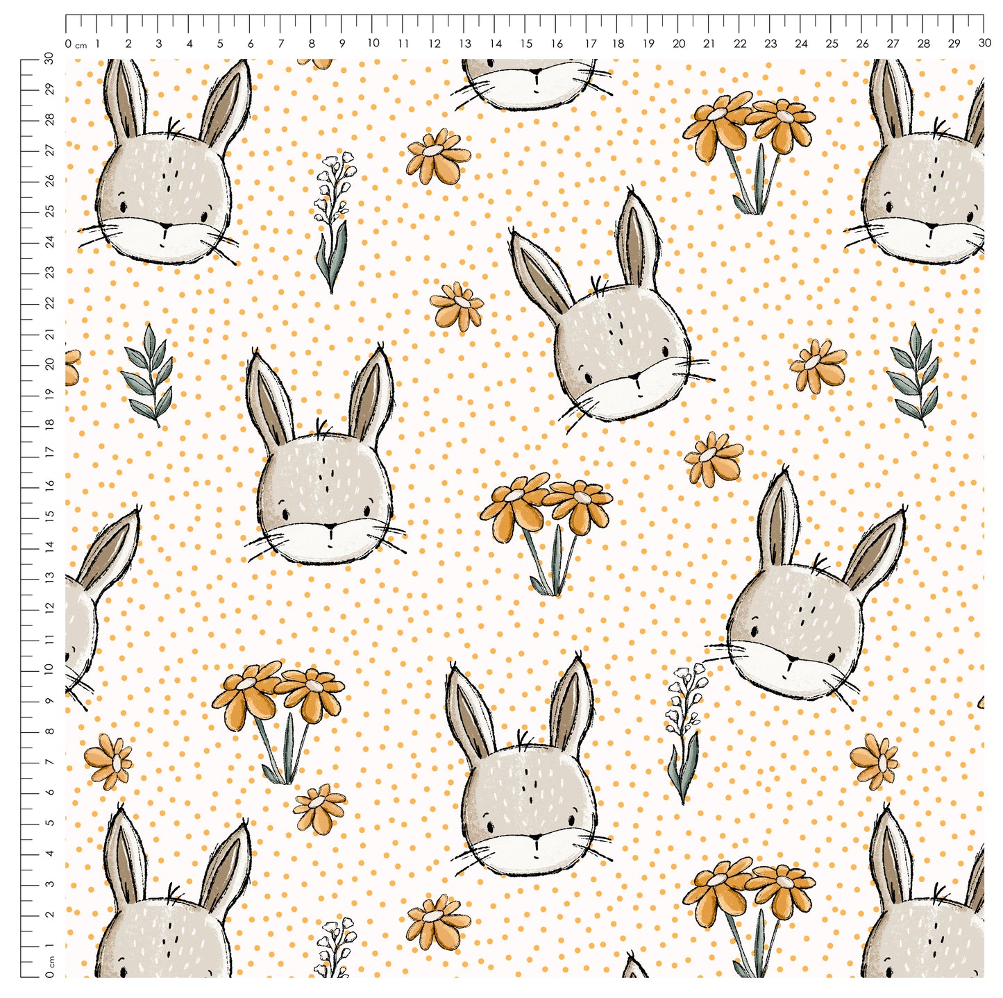Wiesenhase Gelb – süßes Hasen & Blumen Design | auf verschiedenen Stoffarten