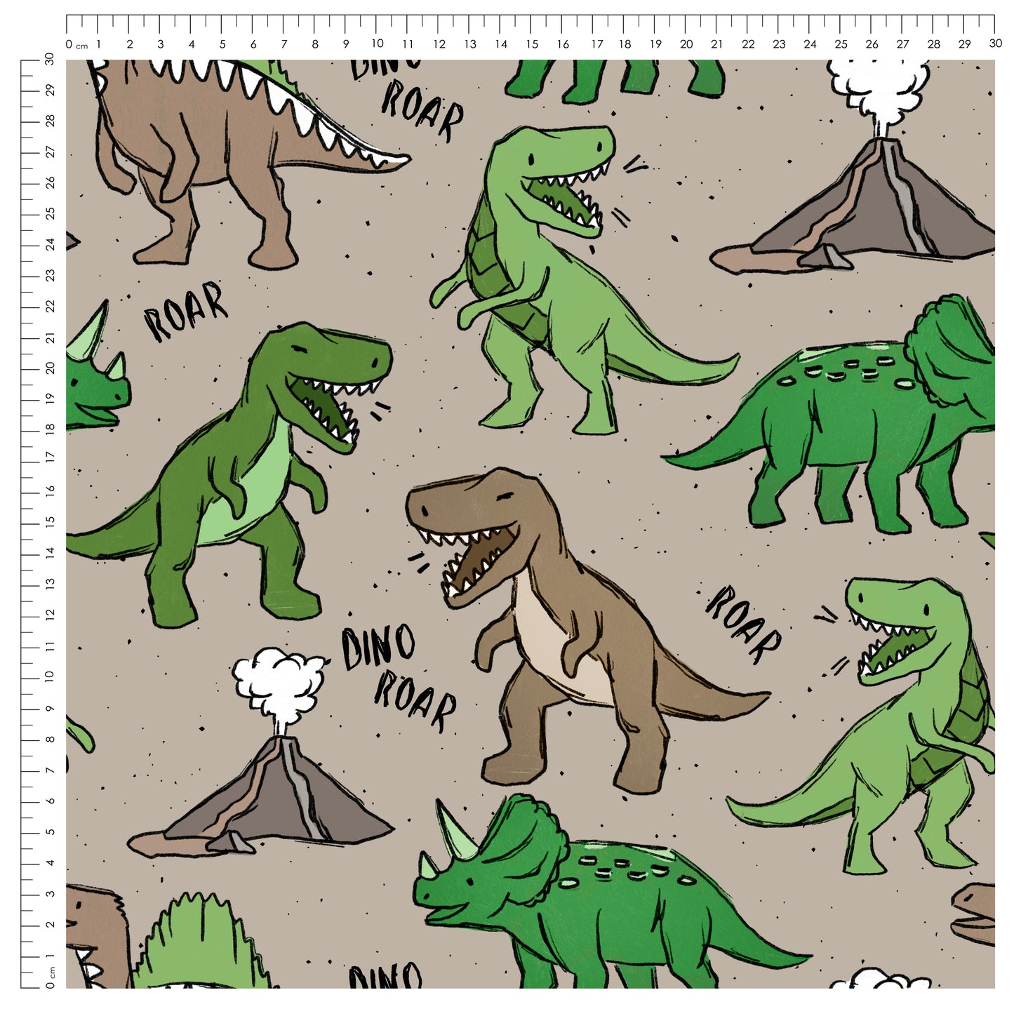Dino Squad Grün – Dinosaurier Stoff für Kinder | auf verschiedenen Stoffarten