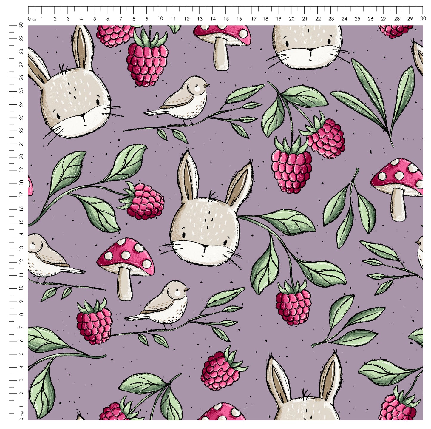 Wiesentag Lila – Waldtiere & Natur | verschiedene Stoffarten