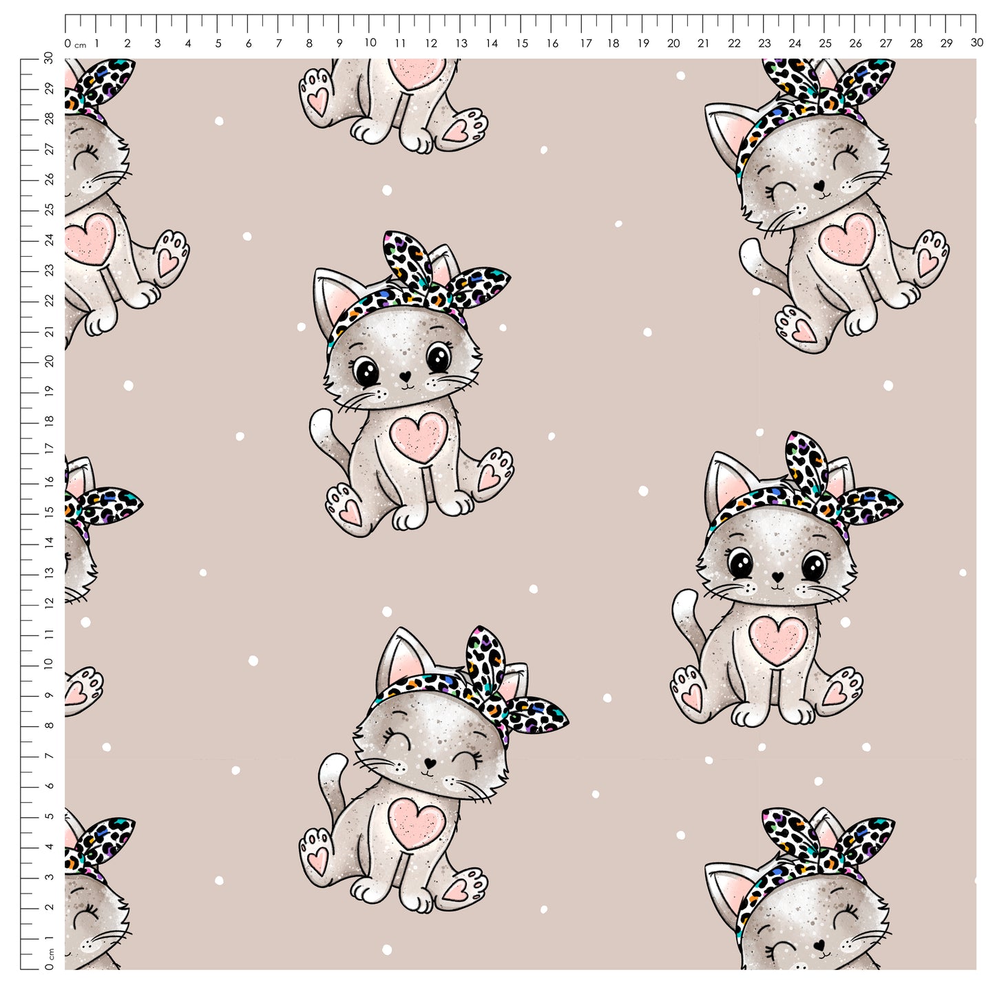 Kitty Hearts – süßes Katzendesign | verschiedene Stoffarten