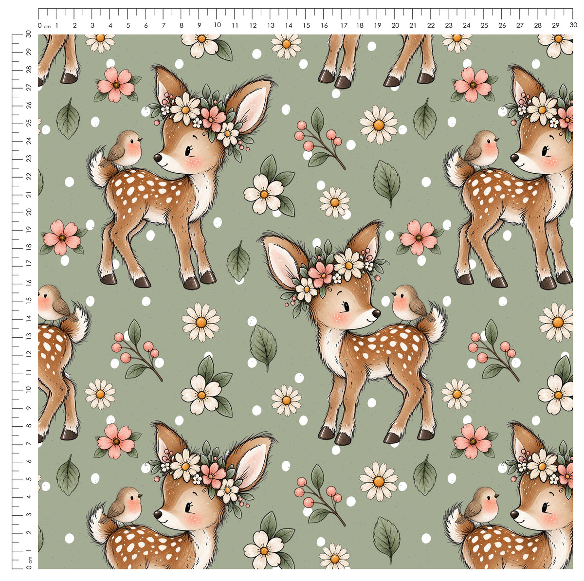 Fawn in Bloom Grün | auf verschiedenen Stoffarten