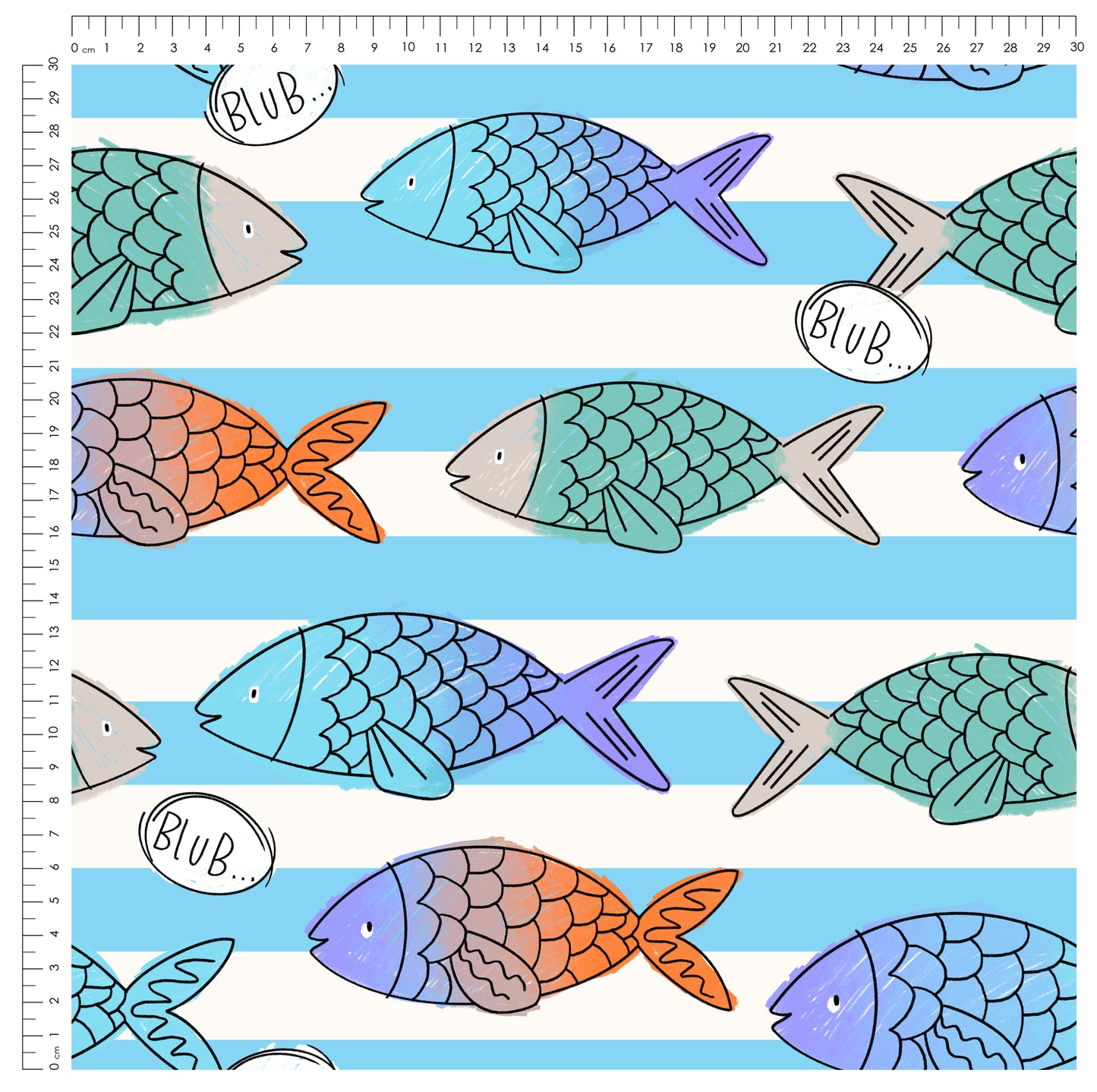 Stoffpaket Fish & Stripes | auf verschiedenen Stoffarten