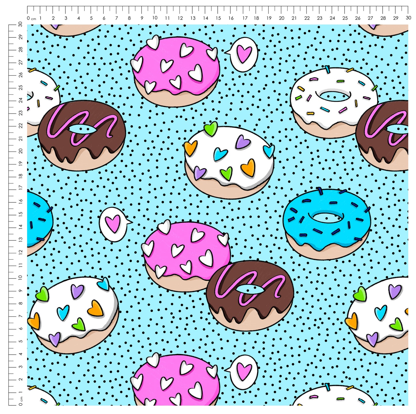 Donut Pop – Bunter Donut Stoff | auf verschiedenen Stoffarten