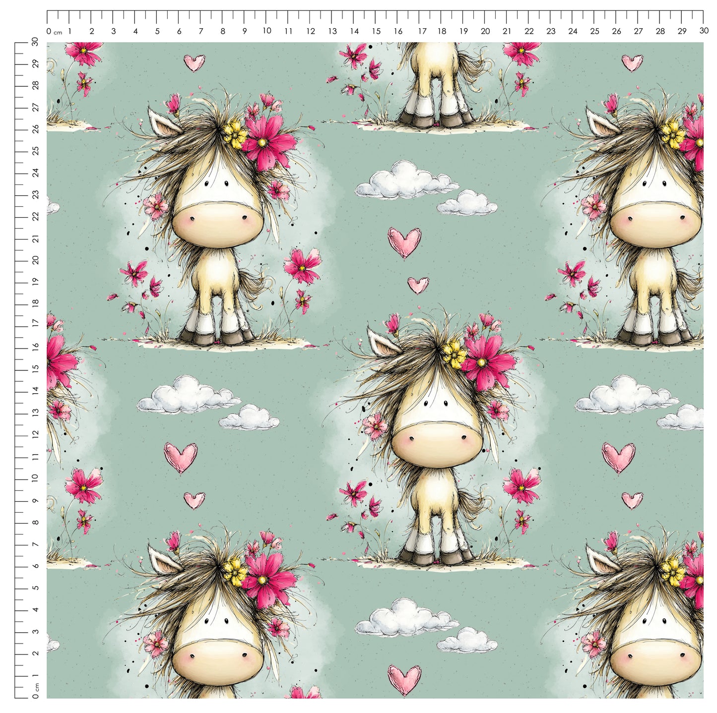 Blumenpony Mint – Pferde Design | verschiedene Stoffarten