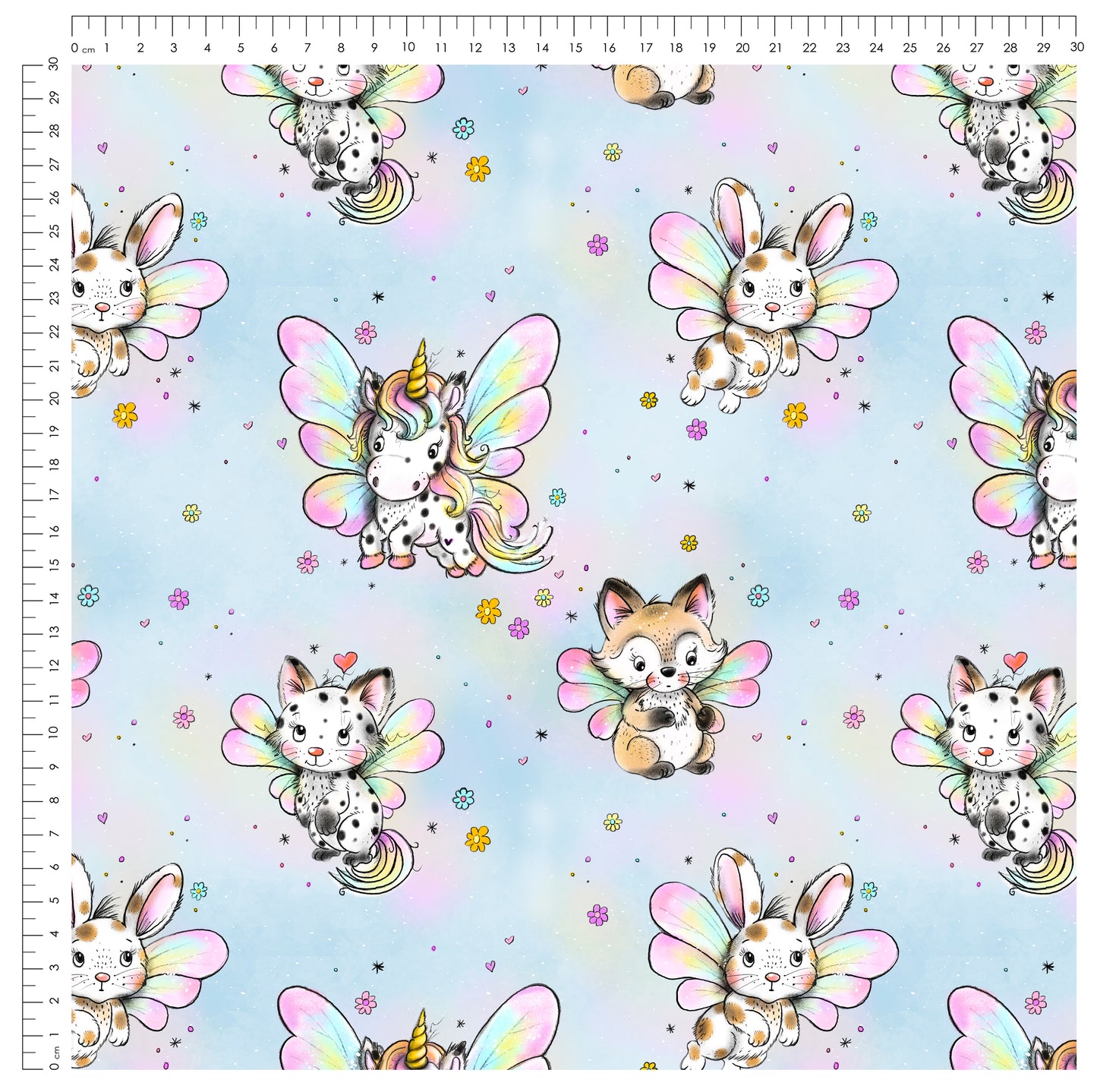 Little Rainbow Wings Blau – Einhorn & Fantasie Stoff | auf verschiedenen Stoffarten