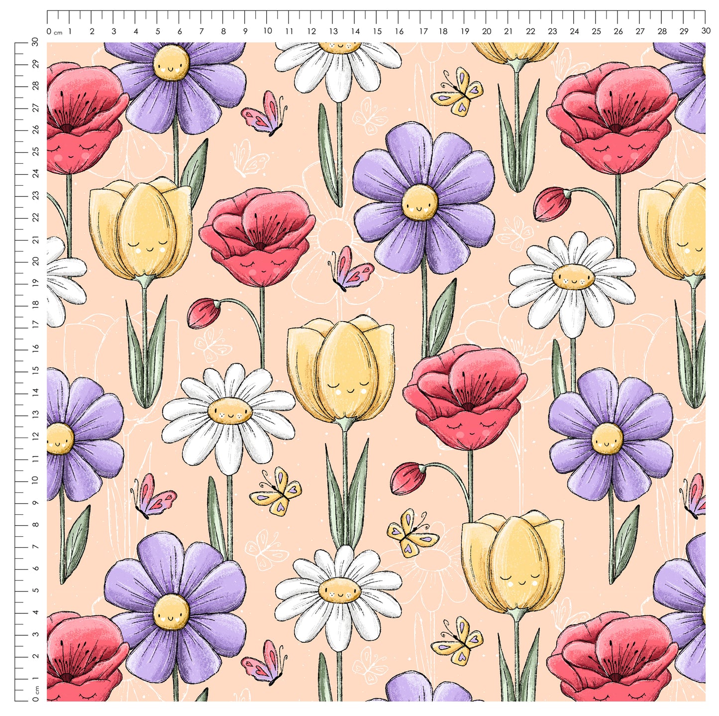 Bloom & Smile Gelb – fröhlicher Blumen Stoff | auf verschiedenen Stoffarten