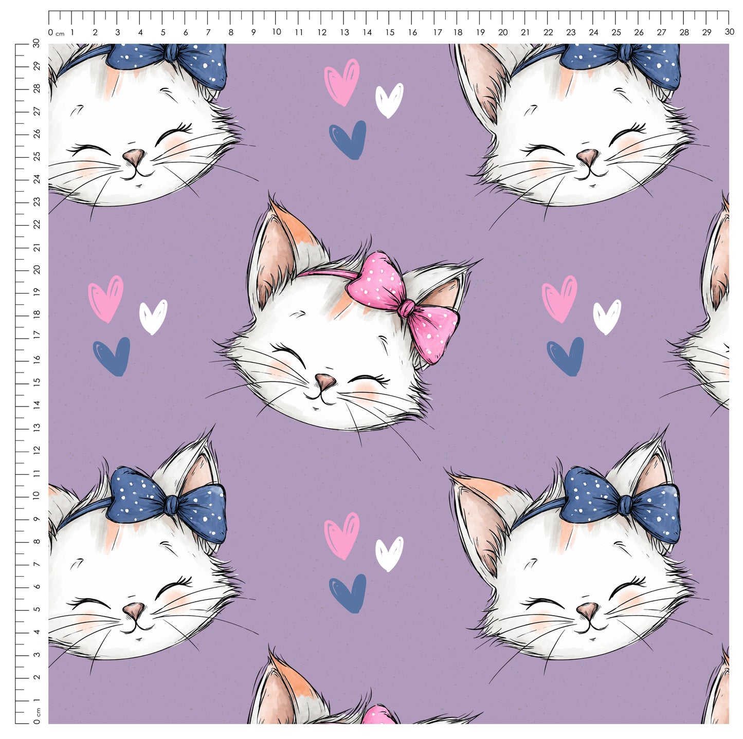 Stoffpaket Kitty Love Lila | auf verschiedenen Stoffarten
