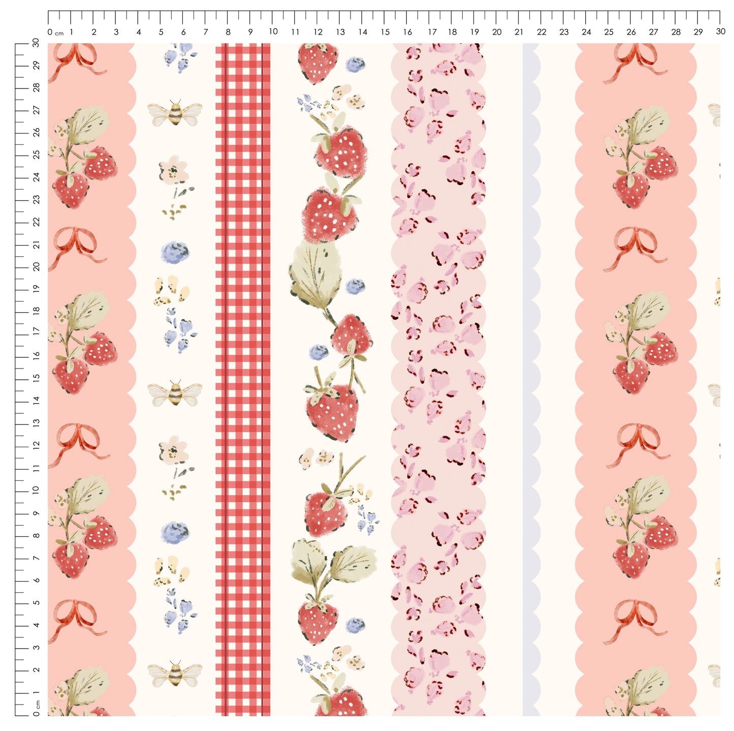 Strawberry Meadow Rosa – romantischer Erdbeer Stoff | auf verschiedenen Stoffarten