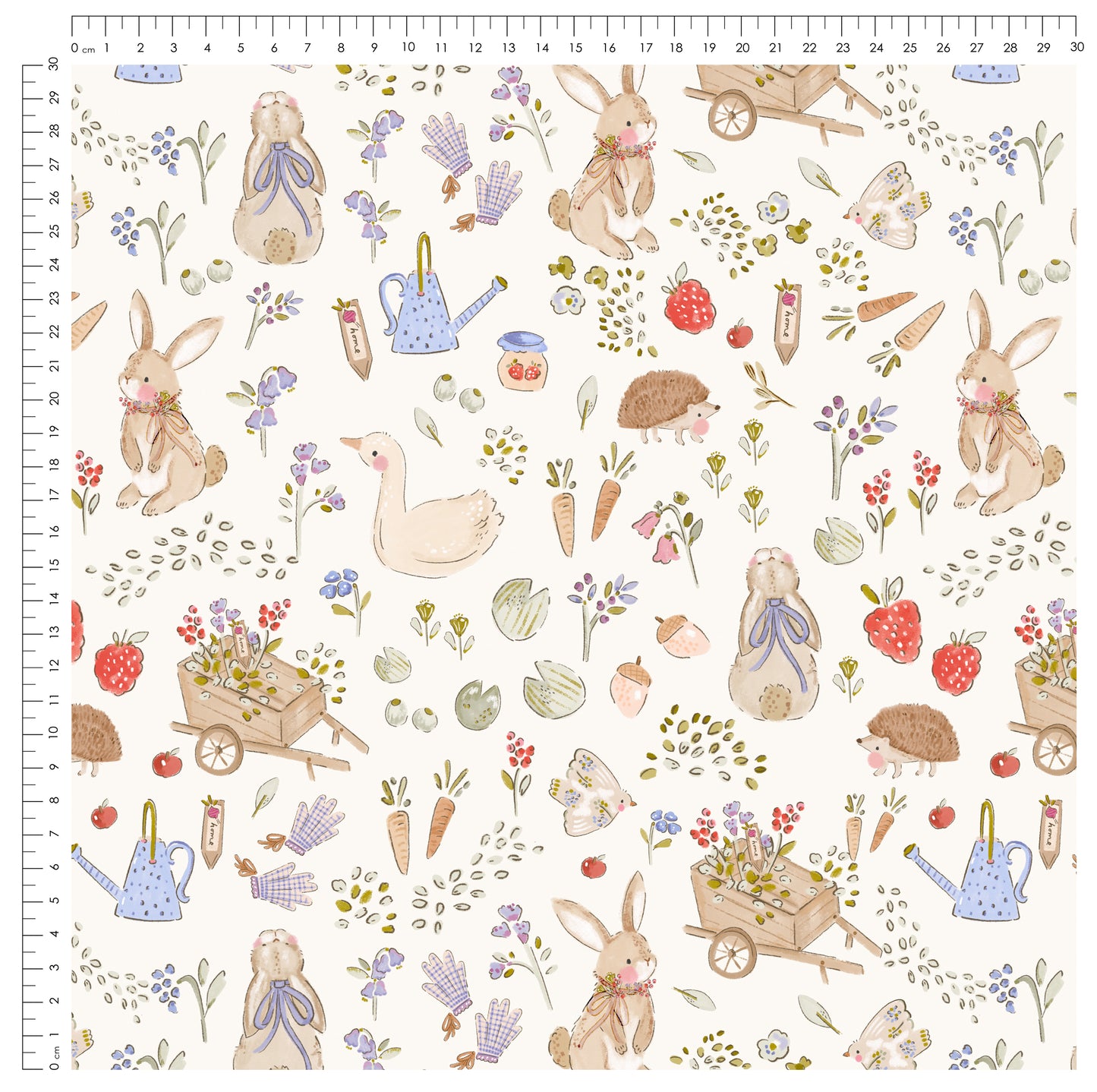 Little Garden Friends Stoff – Aquarell Garten Design | auf verschiedenen Stoffarten