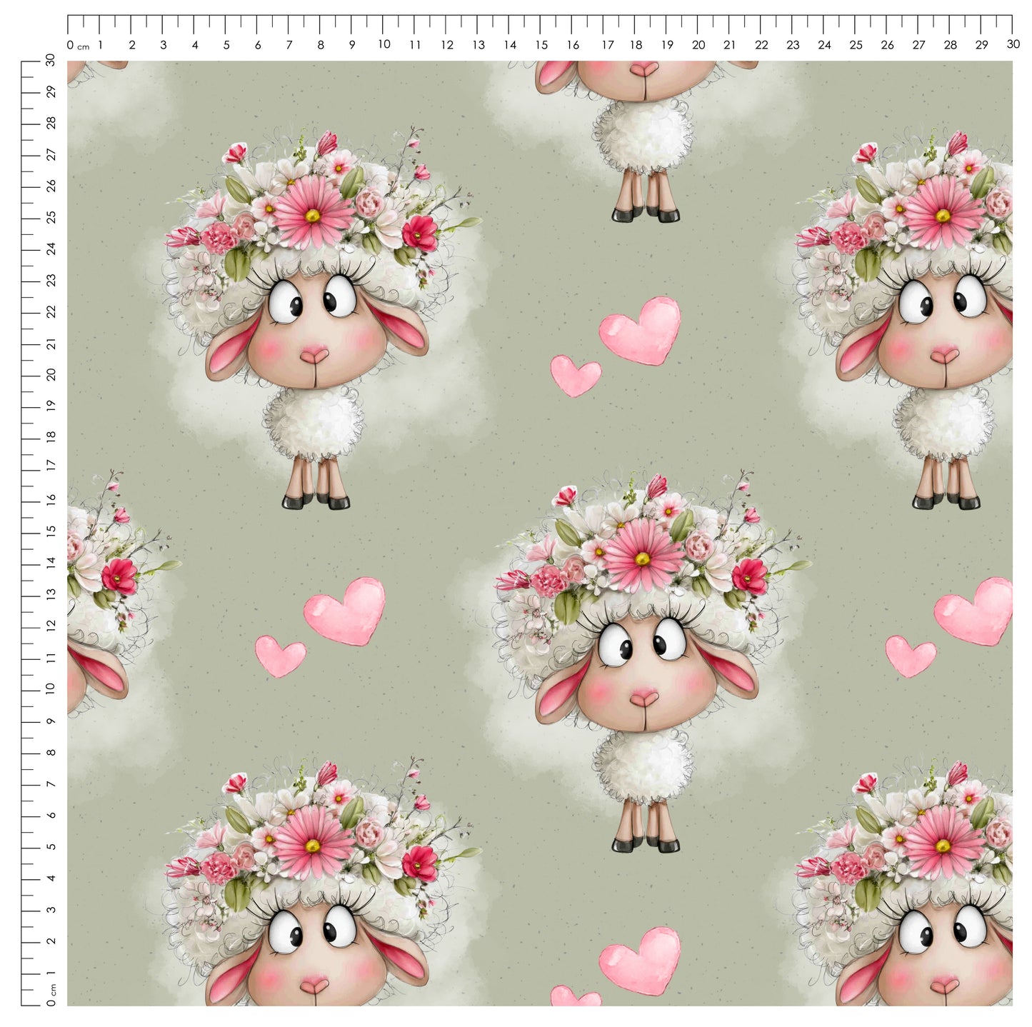 Miss Sheep Grün – Schäfchen Stoff | auf verschiedenen Stoffarten