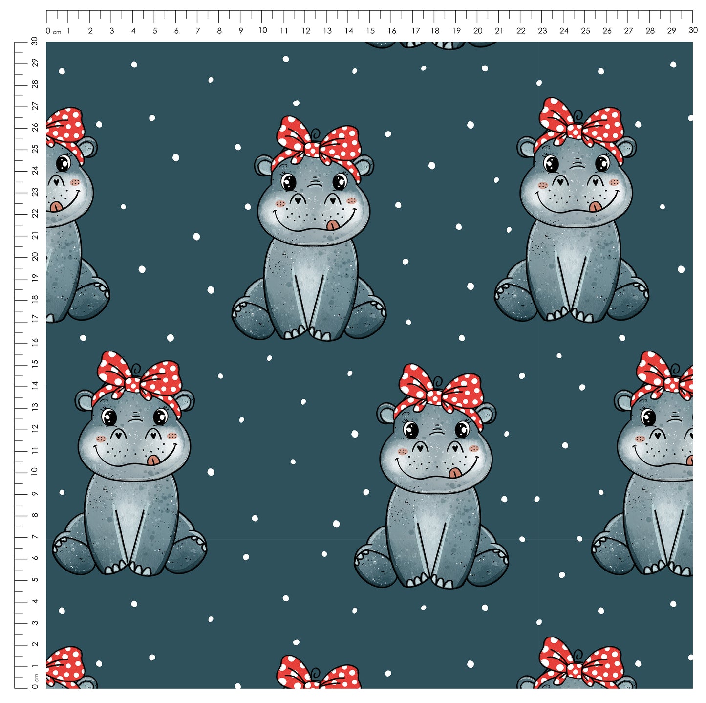 Stoffpaket Happy Hippo Grau – süßer Nilpferd Kinderstoff | verschiedene Stoffarten