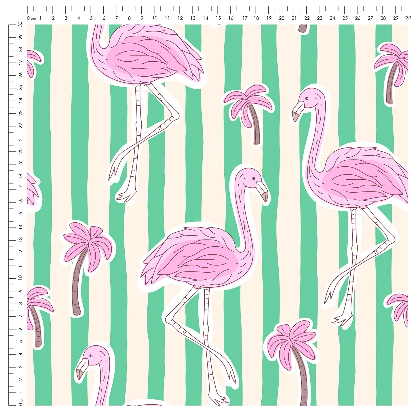 Flamingo Party Stripes Grün | auf verschiedenen Stoffarten