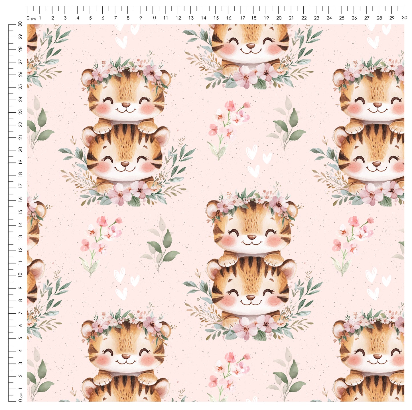 Tiger im Blütengarten Rosa | verschiedene Stoffarten