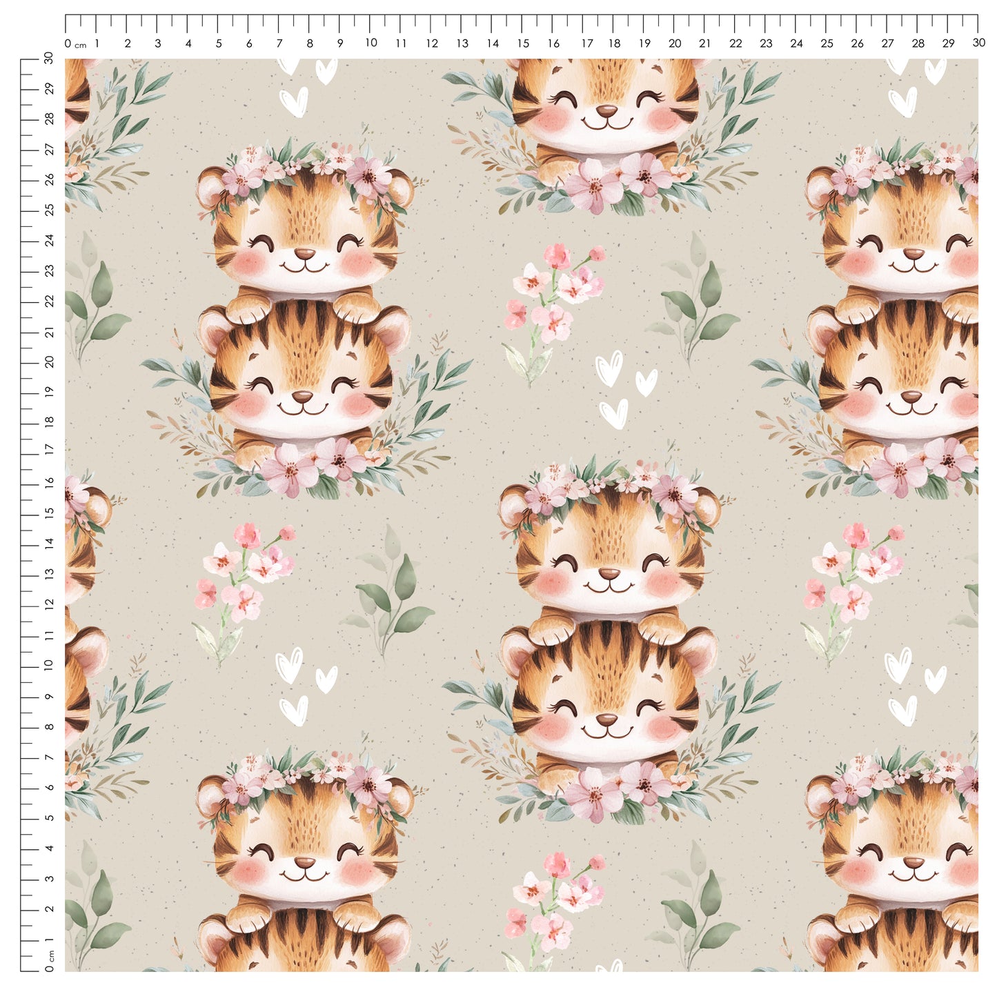 Tiger im Blütengarten Beige | verschiedene Stoffarten