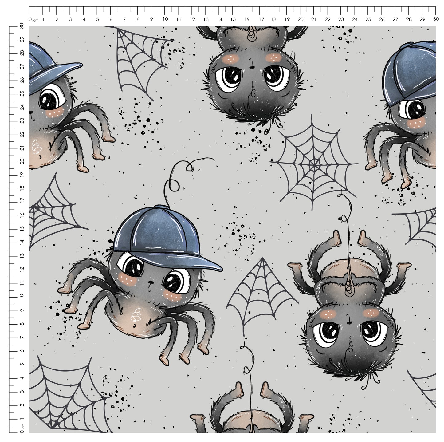 Little Spider Grau | auf verschiedenen Stoffarten