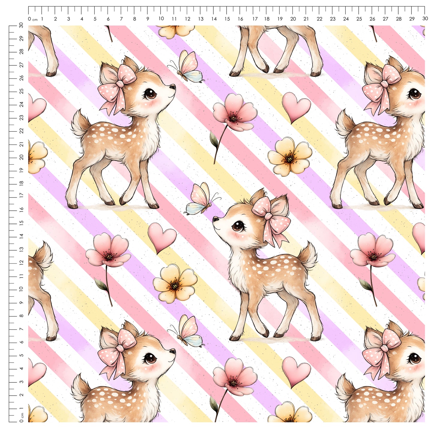 Little Blossom Deer Stripes | auf verschiedenen Stoffarten