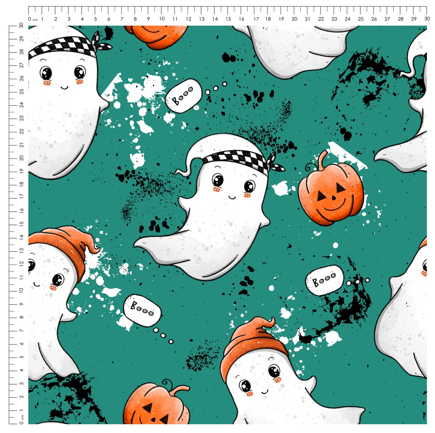 Spooky Fun Petrol | auf verschiedenen Stoffarten