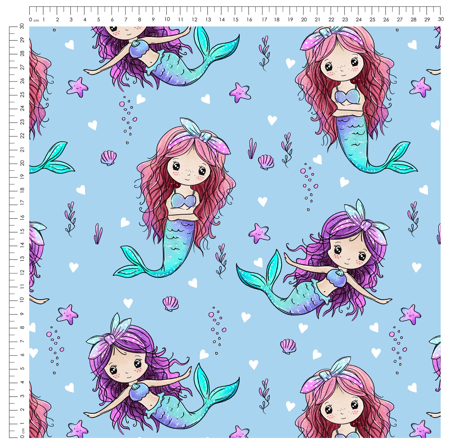 Mermaid Dreams Blau | auf verschiedenen Stoffarten
